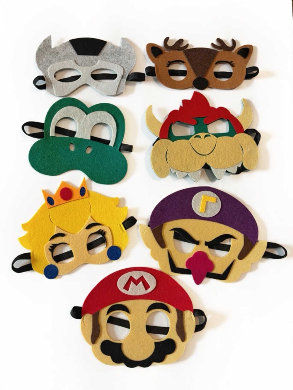 Super Mario Character Reindeer Superhero Felt Masks 7 Pieces Costume Play